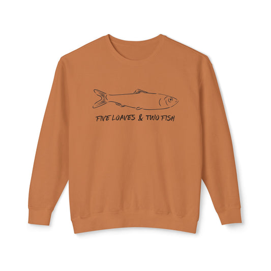 Unisex Lightweight Five Loaves & Two Fish Crewneck Sweatshirt