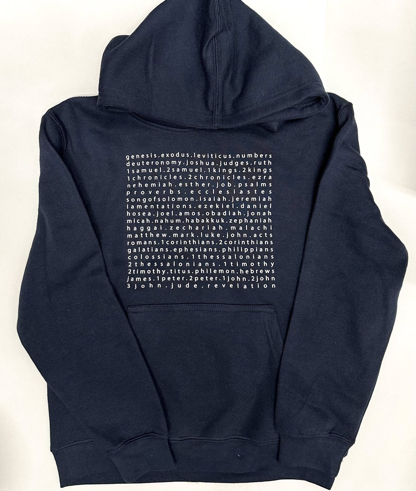 Kid's Books of the Bible Pullover Hoodie in Navy